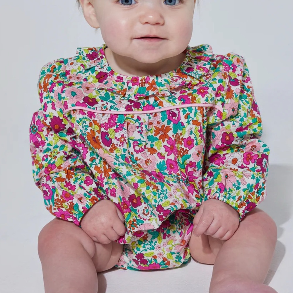 NWT Bisby Boutique Close-out Caroline Bubble Romper Magenta Floral 18 months